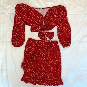 Polka Dot Wrap Two Piece Set